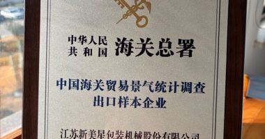 新美星榮獲“中國海關貿易景氣統計調查出口樣本企業”稱號